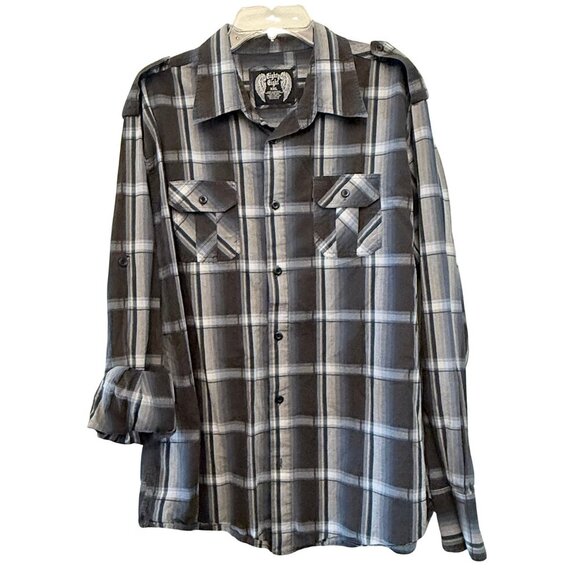 Eighty Eight Mens Plaid Casual Button Down Long Sleeve Shirt - Size XXL - Picture 2 of 9